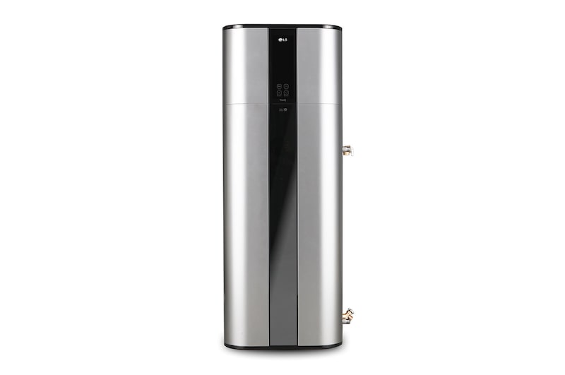 Vooraanzicht van 270L, Inverter warmtepompboiler, Dual Inverter HeatPump. Stil en energiezuinig met strak design en Hot Water Control WH27S.F5