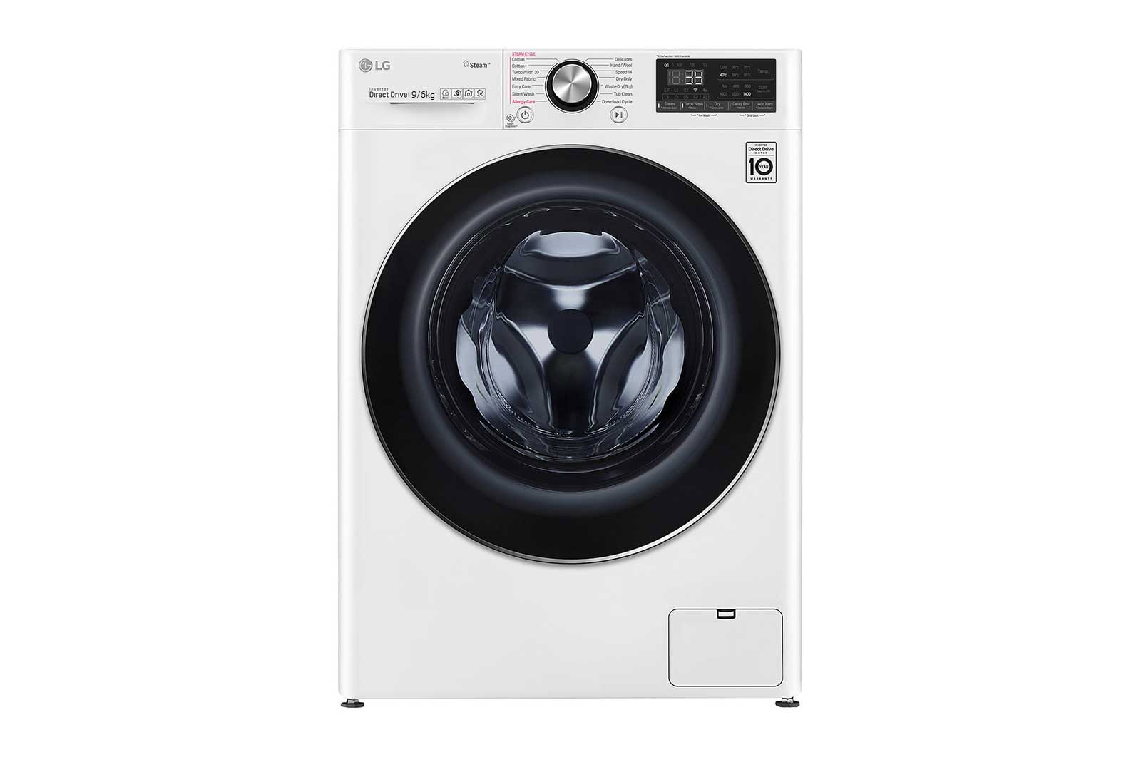 Vooraanzicht van TurboWash™ 39 - Perfect schoon in 39 minuten | Slimme AI DD™ motor herkent je kleding | E | 9 kg wassen / 6 kg drogen | Hygiënisch wassen met stoom F4DV909H2E