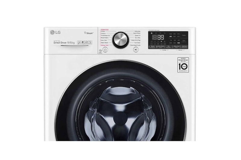 LG TurboWash™ 39 - Perfect schoon in 39 minuten | Slimme AI DD™ motor herkent je kleding | E | 9 kg wassen / 6 kg drogen | Hygiënisch wassen met stoom, F4DV909H2E