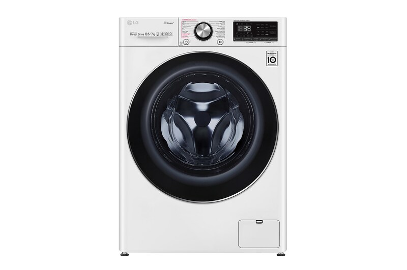 LG TurboWash™ 39 - Perfect schoon in 39 minuten | Slimme AI DD™ motor herkent je kleding | E | 10.5 kg wassen/7 kg drogen  | Hygiënisch wassen met stoom, F4DV910H2E