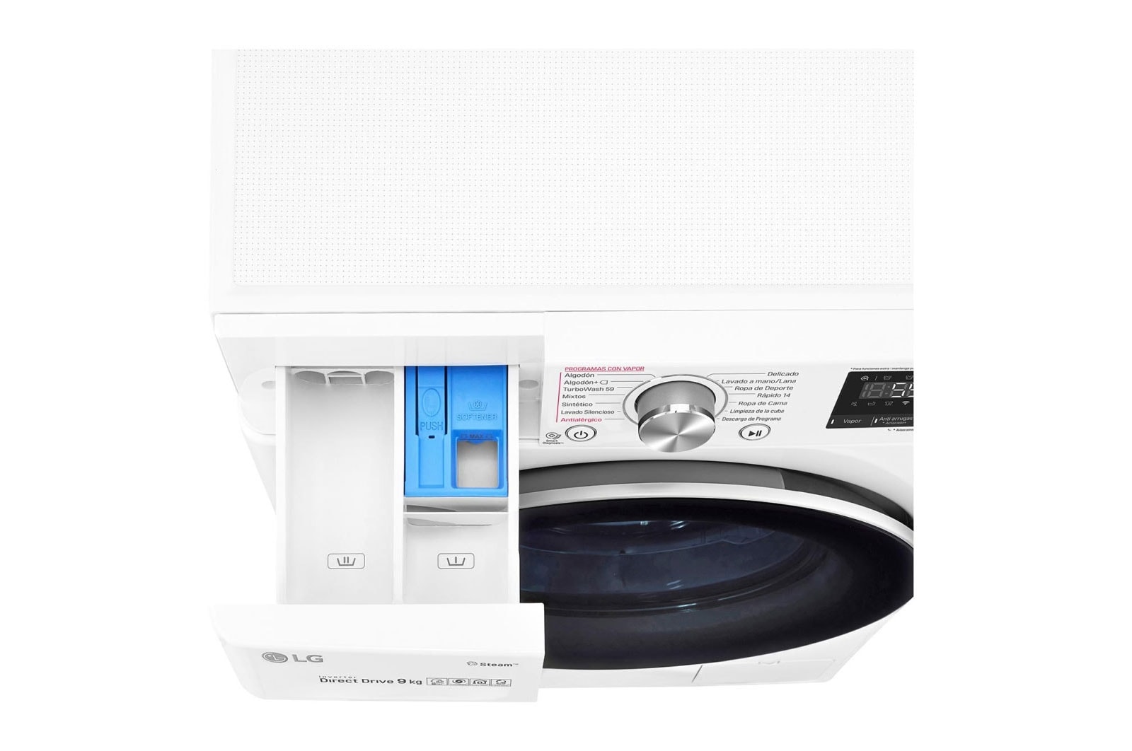 LG Slimme AI DD™ motor herkent je kleding | B | 9 kg | TurboWash™ 59 | Hygiënisch wassen met stoom, F4V709P1E
