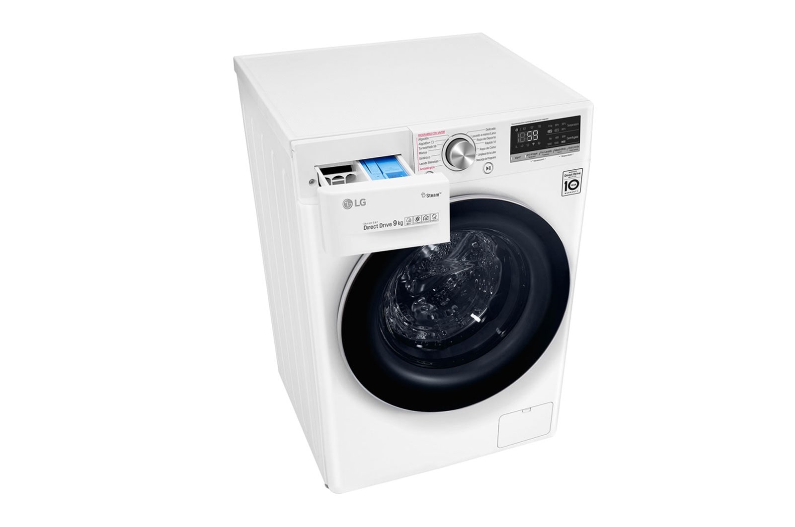 LG Slimme AI DD™ motor herkent je kleding | B | 9 kg | TurboWash™ 59 | Hygiënisch wassen met stoom, F4V709P1E