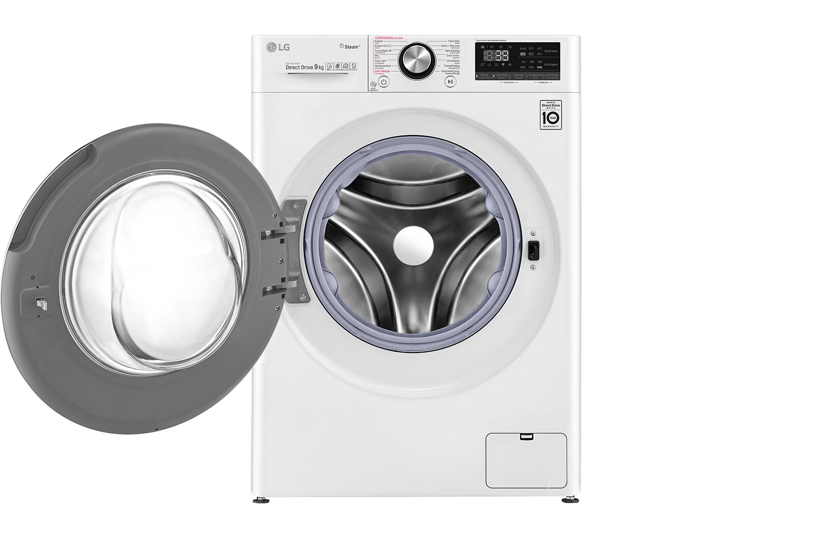 LG TurboWash™ 39 - Perfect schoon in 39 minuten | Slimme AI DD™ motor herkent je kleding | A | 9kg | Minder strijken door stoom, F4V909P2E