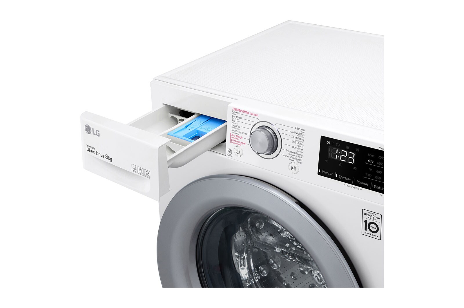 LG Slimme AI DD™ motor herkent je kleding | B | 8 kg | Hygiënisch wassen met stoom | Beste zorg met 6 Motion, F4WV308S4B