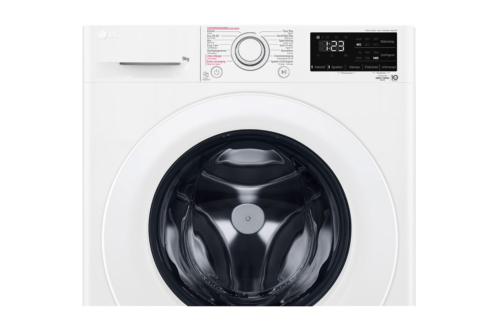 LG Slimme AI DD™ motor herkent je kleding | A | 9 kg | Hygiënisch wassen met stoom, F4WV309S3