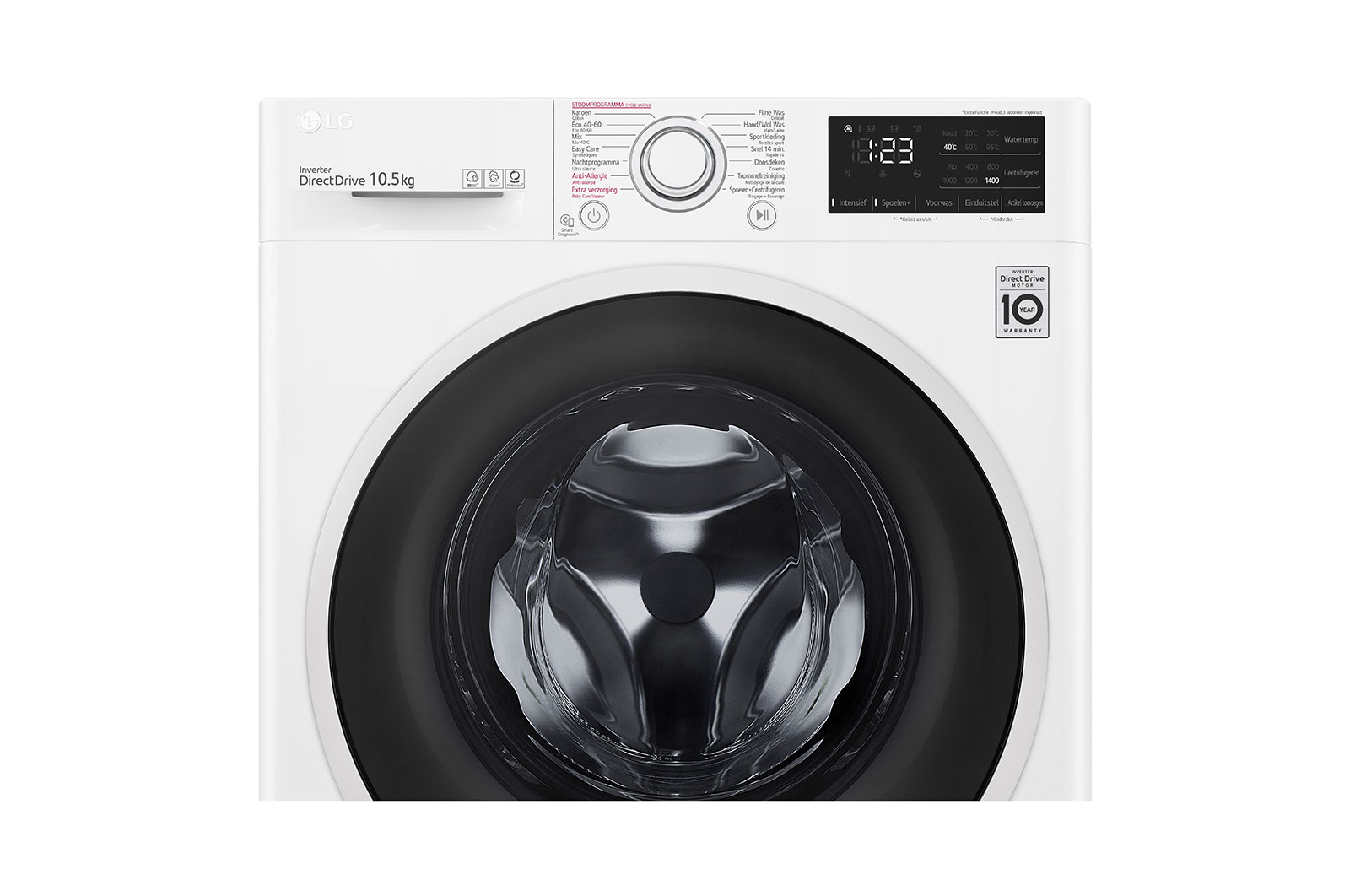 LG Slimme AI DD™ motor herkent je kleding | B | 10.5 kg | Beste zorg met 6 Motion | Hygiënisch wassen met stoom, F4WV310S6E