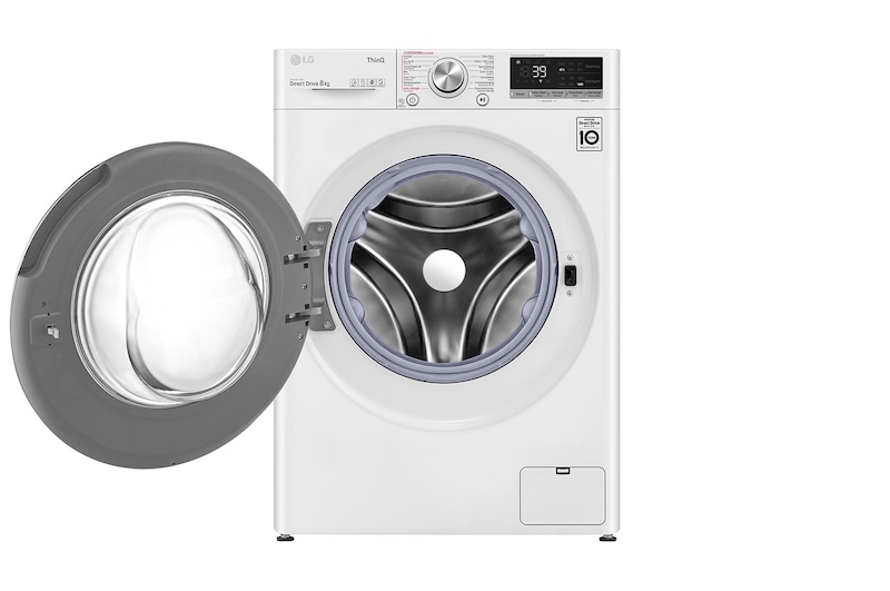LG Slimme AI DD™ motor herkent je kleding | A | 8 kg | TurboWash™ 39 - Perfect schoon in 39 minuten | Hygiënisch wassen met stoom, F4WV708S1E