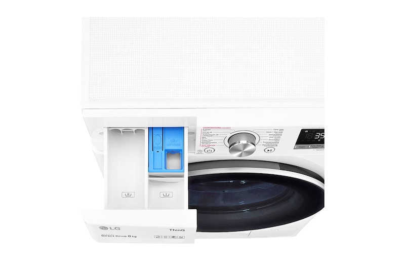 LG Slimme AI DD™ motor herkent je kleding | A | 8 kg | TurboWash™ 39 - Perfect schoon in 39 minuten | Hygiënisch wassen met stoom, F4WV708S1E