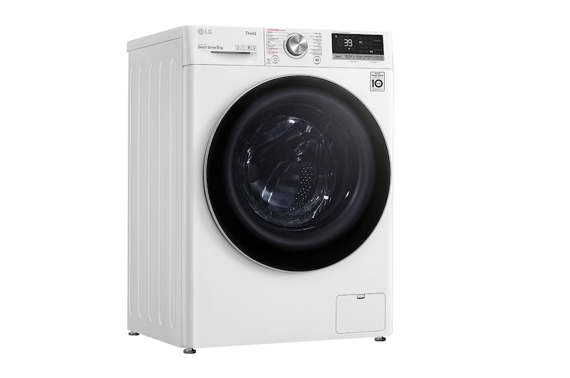 LG Slimme AI DD™ motor herkent je kleding | A | 8 kg | TurboWash™ 39 - Perfect schoon in 39 minuten | Hygiënisch wassen met stoom, F4WV708S1E