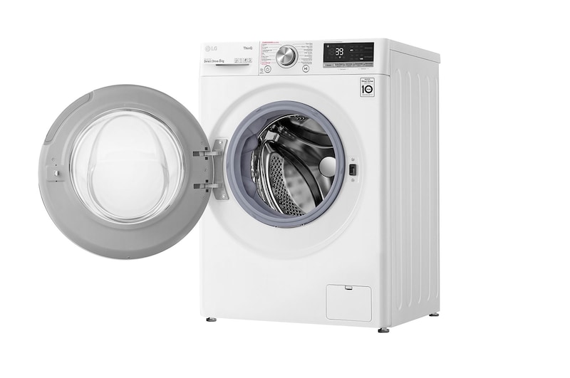 LG Slimme AI DD™ motor herkent je kleding | A | 8 kg | TurboWash™ 39 - Perfect schoon in 39 minuten | Hygiënisch wassen met stoom, F4WV708S1E