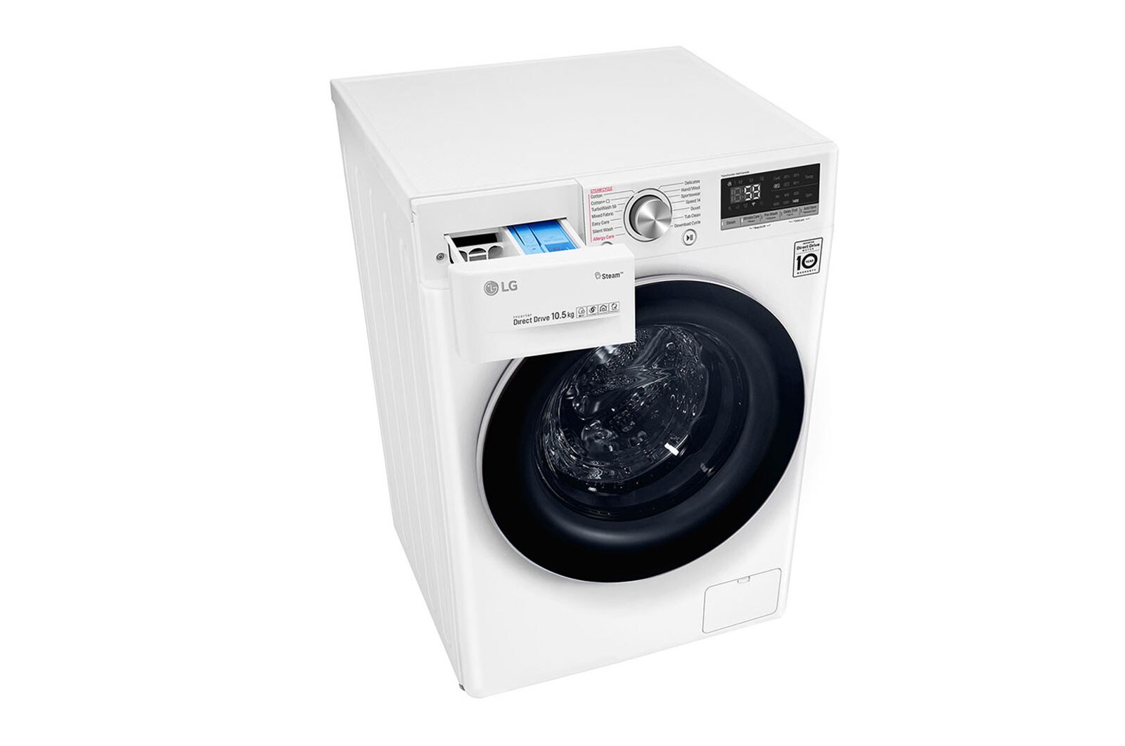 LG TurboWash™ 39 - Perfect schoon in 39 minuten | Slimme AI DD™ motor herkent je kleding | A | 10.5 kg | Minder strijken door stoom, F6WV910P2E