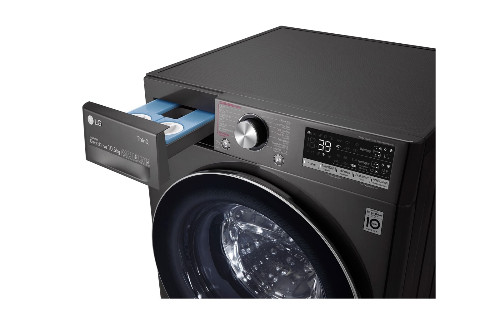 LG TurboWash™ 39 - Perfect schoon in 39 minuten | Slimme AI DD™ motor herkent je kleding | A | 10.5 kg | EZDispense™ | Hygiënisch wassen met stoom, F6WV71S2TA
