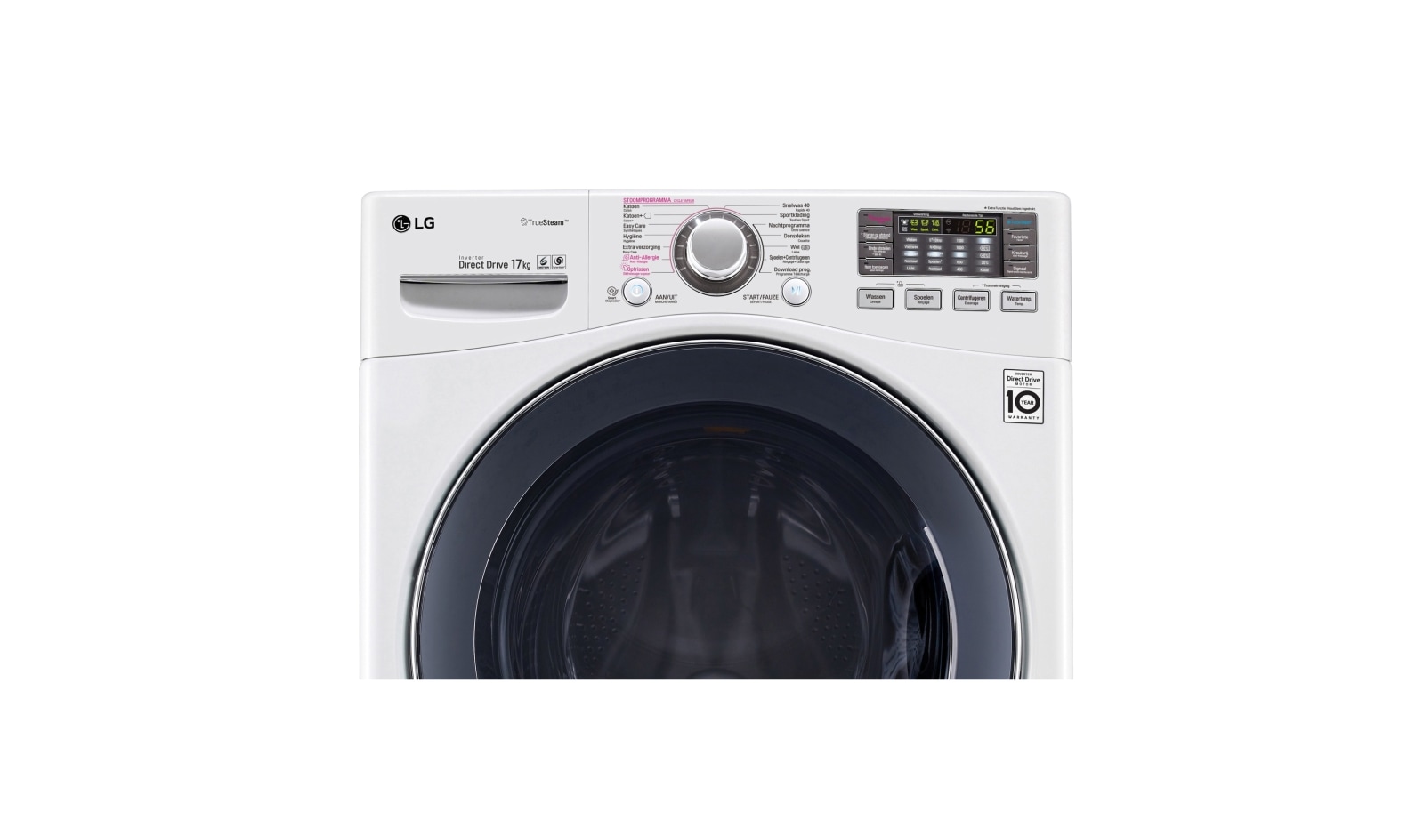 LG Enorme Inhoud van 17KG | Stil, zuinig en duurzaam met de Direct Drive motor | True Steam™ |  A++ | 10 jaar garantie op de Direct Drive motor, FH17KG