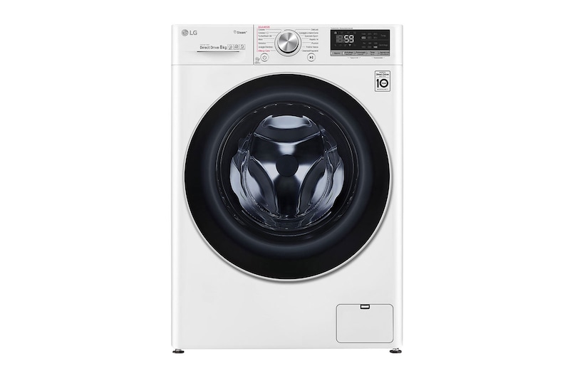 LG Slimme AI DD™ motor herkent je kleding | C | 8 kg | TurboWash™ 59 – Perfect schoon in 59 minuten | Hygiënisch wassen met stoom, GC3V508S1