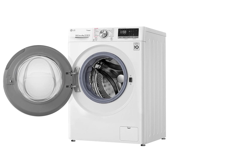 LG Slimme AI DD™ motor herkent je kleding | C | 8 kg | TurboWash™ 59 – Perfect schoon in 59 minuten | Hygiënisch wassen met stoom, GC3V508S1