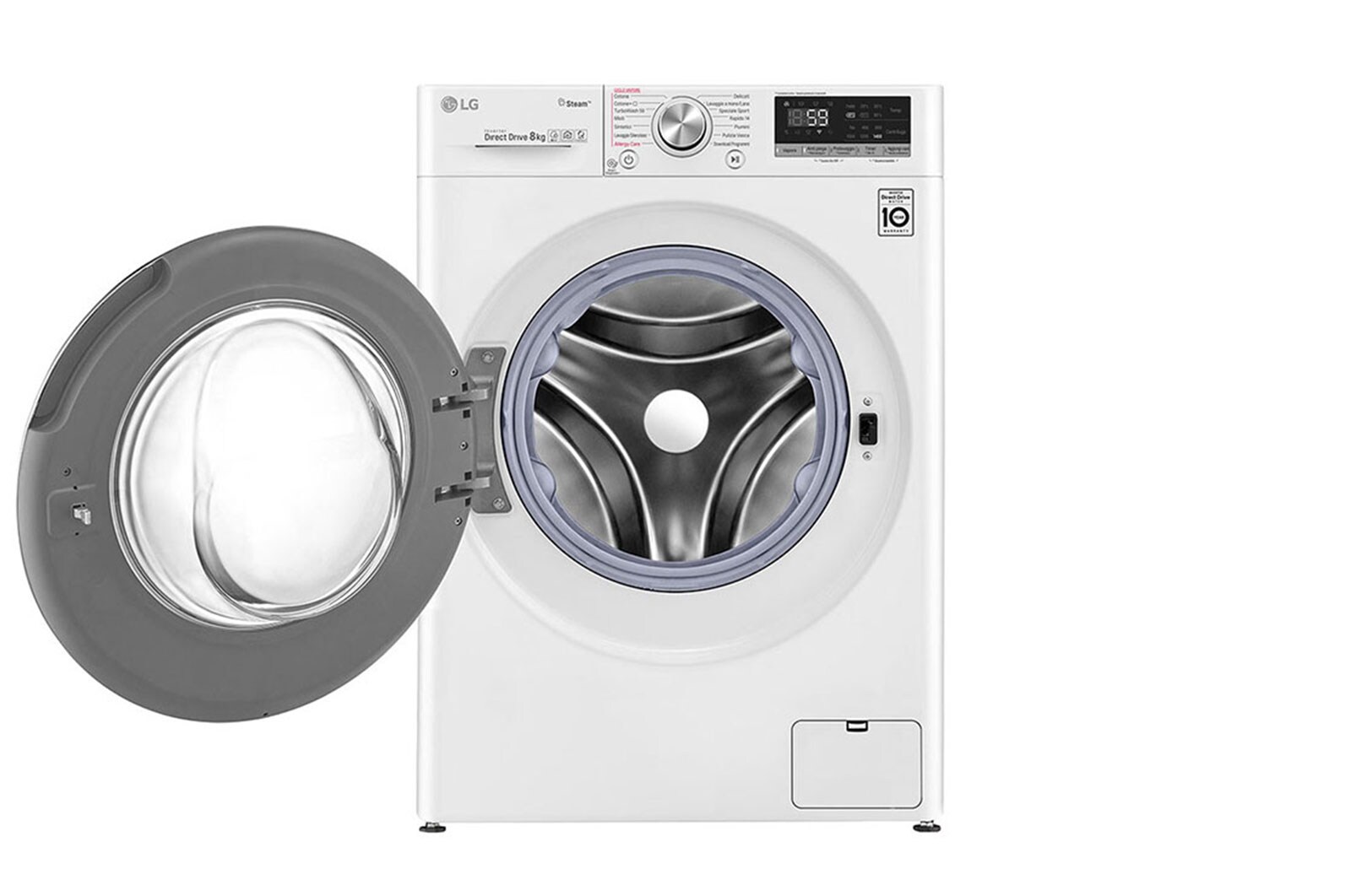 LG Slimme AI DD™ motor herkent je kleding | C | 8 kg | TurboWash™ 59 – Perfect schoon in 59 minuten | Hygiënisch wassen met stoom, GC3V508S1