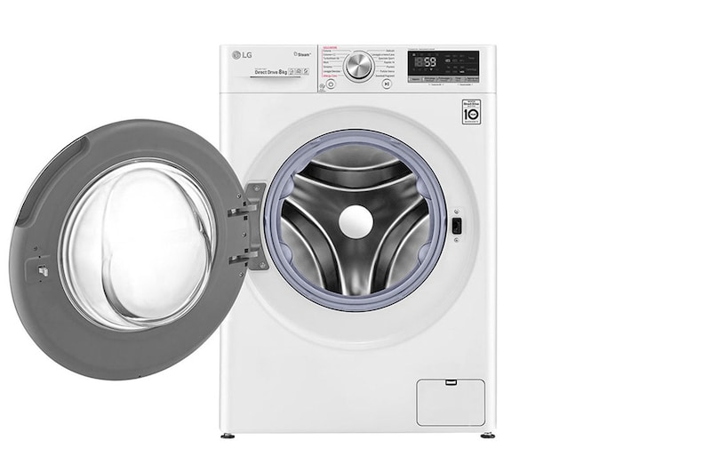 LG Slimme AI DD™ motor herkent je kleding | C | 8 kg | TurboWash™ 59 – Perfect schoon in 59 minuten | Hygiënisch wassen met stoom, GC3V508S1