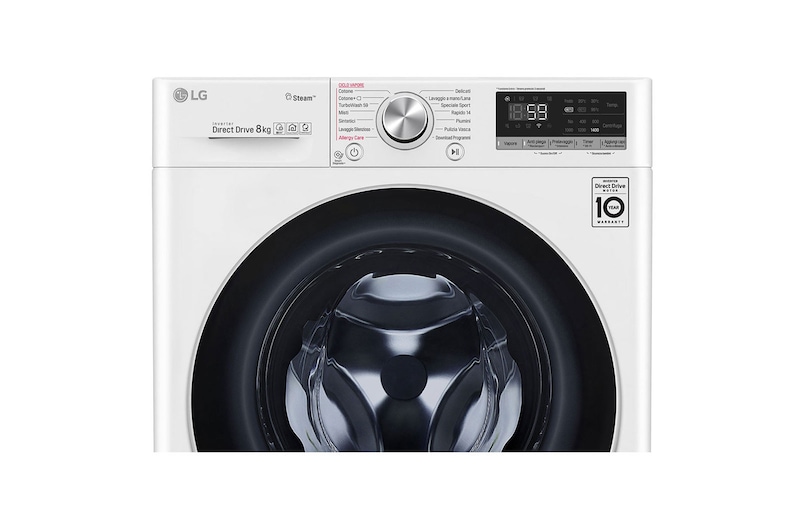 LG Slimme AI DD™ motor herkent je kleding | C | 8 kg | TurboWash™ 59 – Perfect schoon in 59 minuten | Hygiënisch wassen met stoom, GC3V508S1