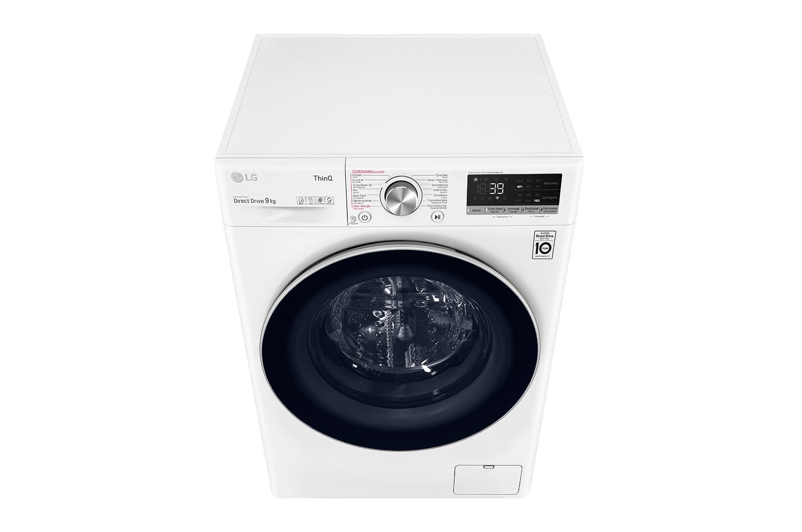 LG Slimme AI DD™ motor herkent je kleding | A | 9 kg | TurboWash™ 39 - Perfect schoon in 39 minuten | Hygiënisch wassen met stoom, GC3V709S1