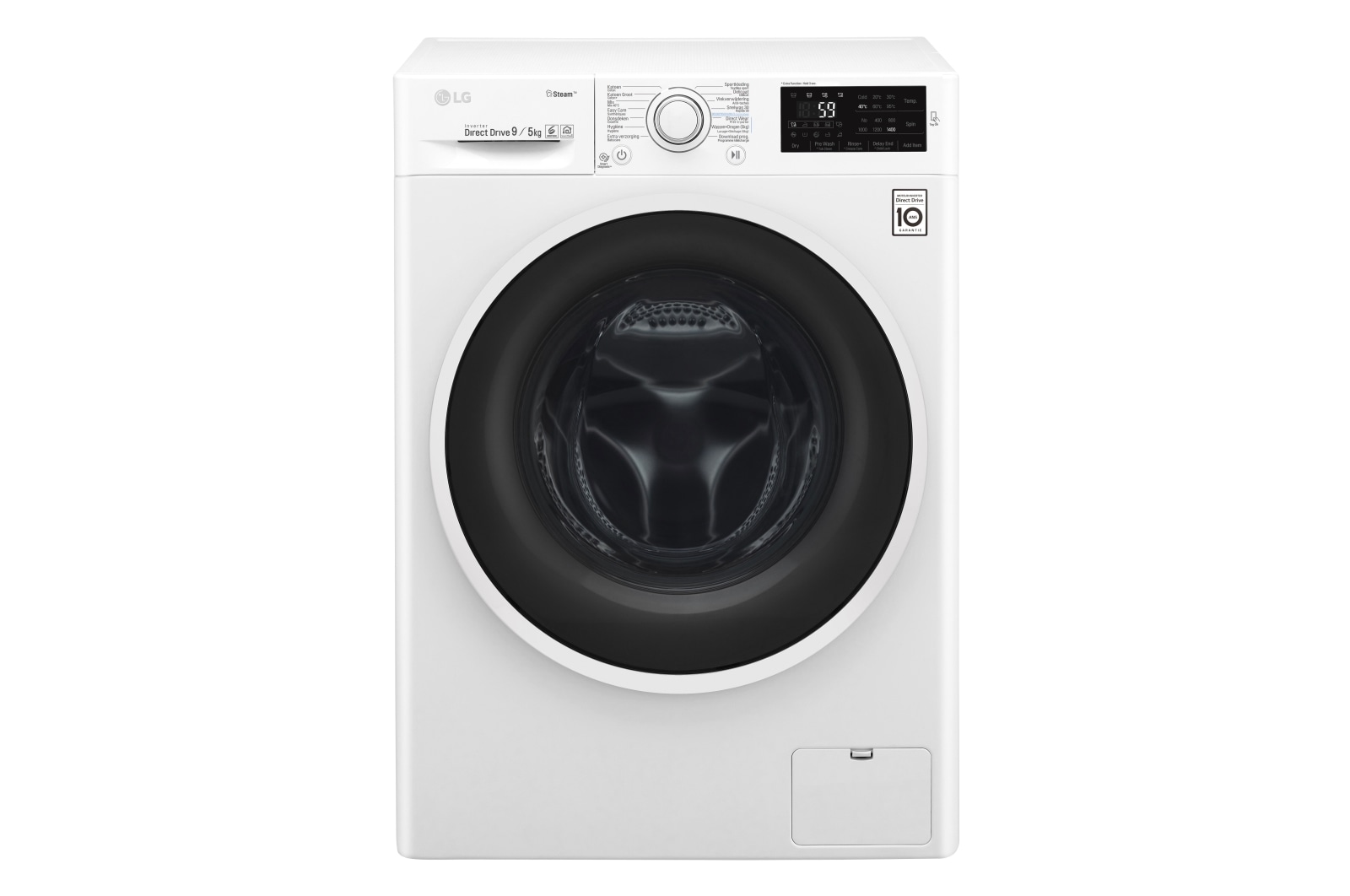 Vooraanzicht van Slimme AI DD™ motor herkent je kleding | E | 9kg Wassen/5kg drogen | Hygiënisch wassen met stoom | Beste zorg met 6 Motion GD3V409S0