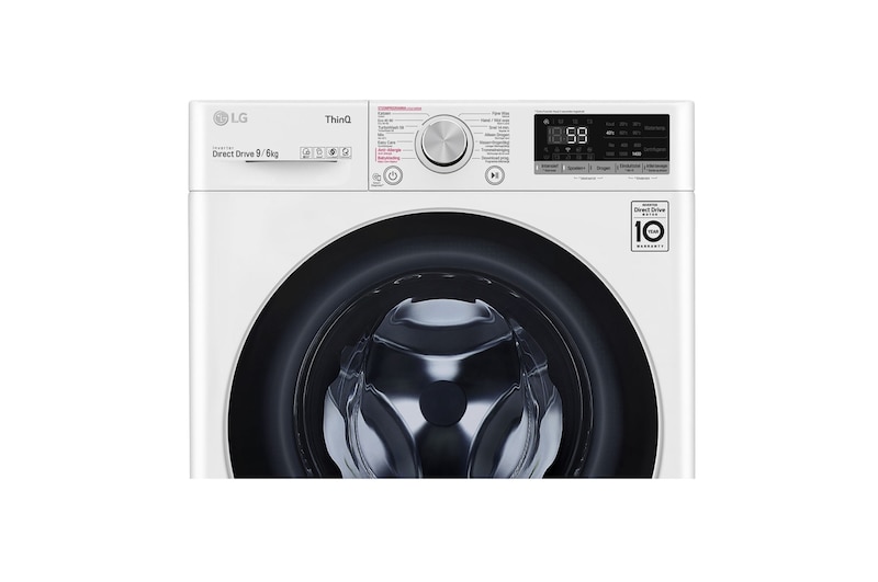LG TurboWash™ 59 - Perfect schoon in 59 minuten | Slimme AI DD™ motor herkent je kleding | E | 9 kg wassen /6 kg drogen | Hygiënisch wassen met stoom, GD3V509S1