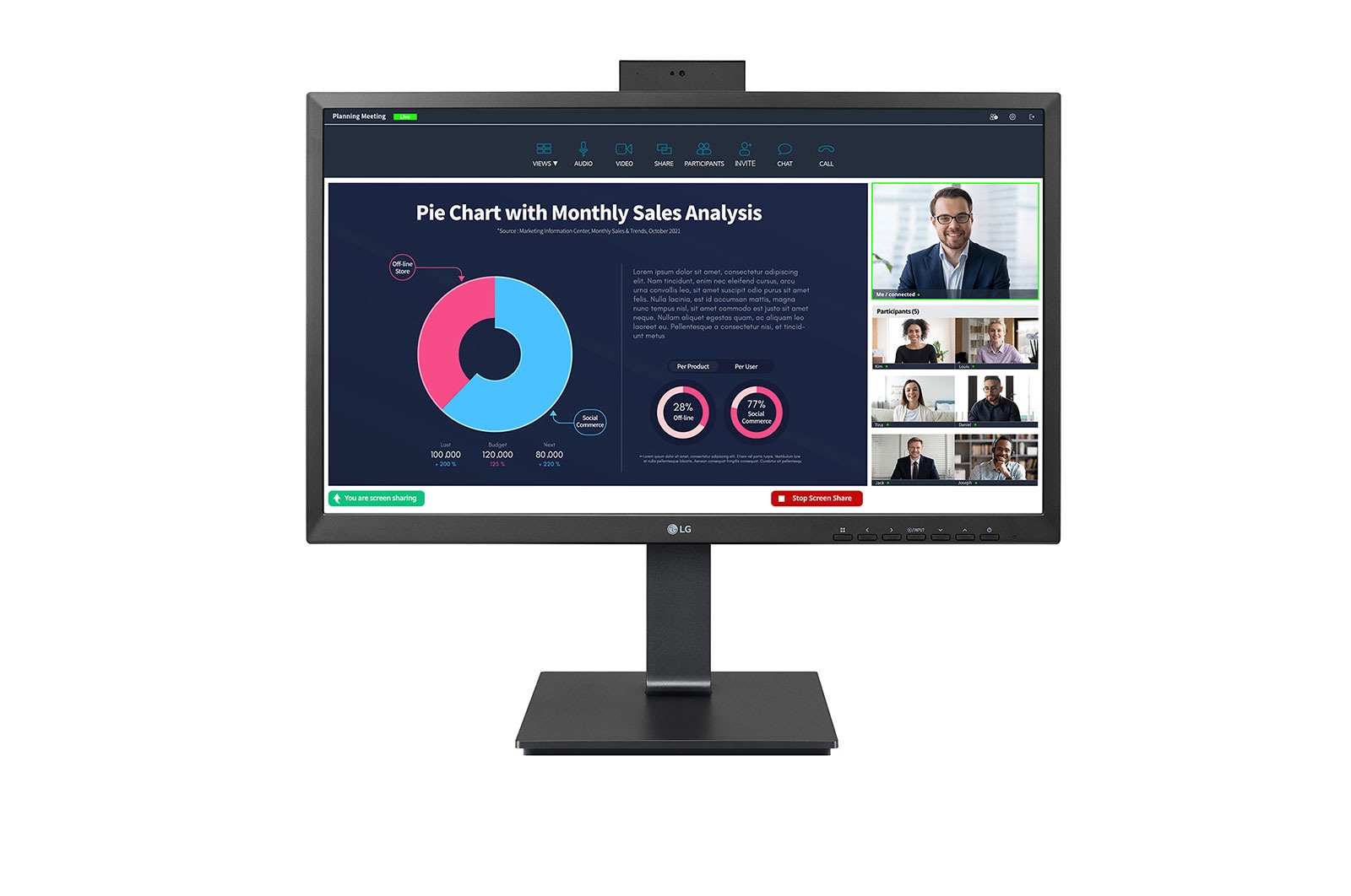 LG 23,8-inch Full HD (1920x1080) IPS-monitor met ingebouwde Full HD-webcam, 24BP750C-B