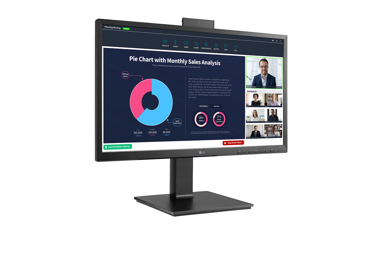 LG 23,8-inch Full HD (1920x1080) IPS-monitor met ingebouwde Full HD-webcam, 24BP750C-B
