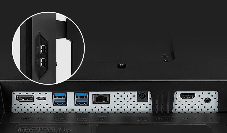 Verschillende interfaces: USB 2.0, DisplayPort, USB Type-C™, USB 3.2, Gigabit Ethernet, HDMI, Koptelefoon.