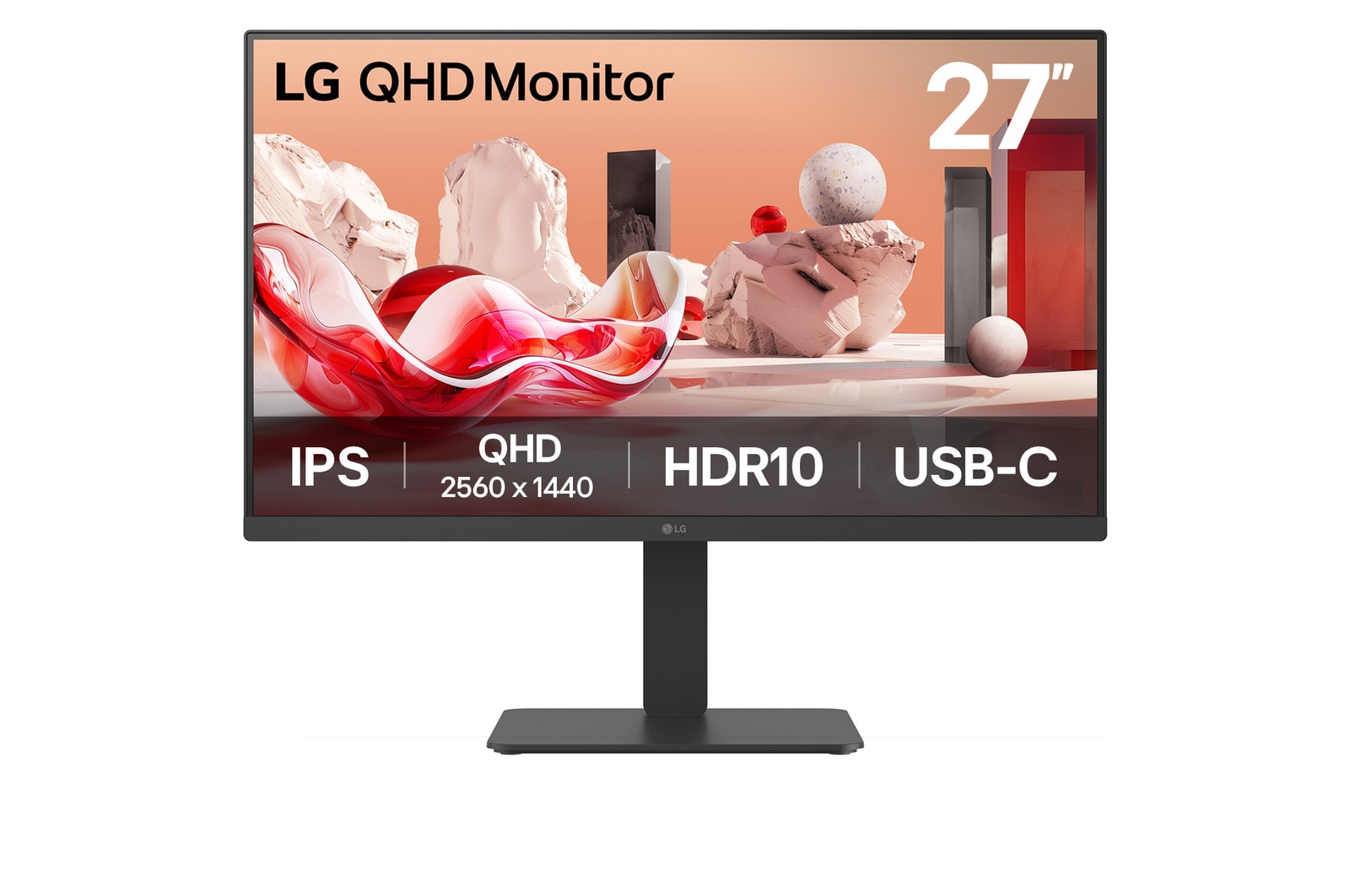 Vooraanzicht van 27” QHD IPS Monitor with USB-C with Daisy Chain 27BA65QB-B