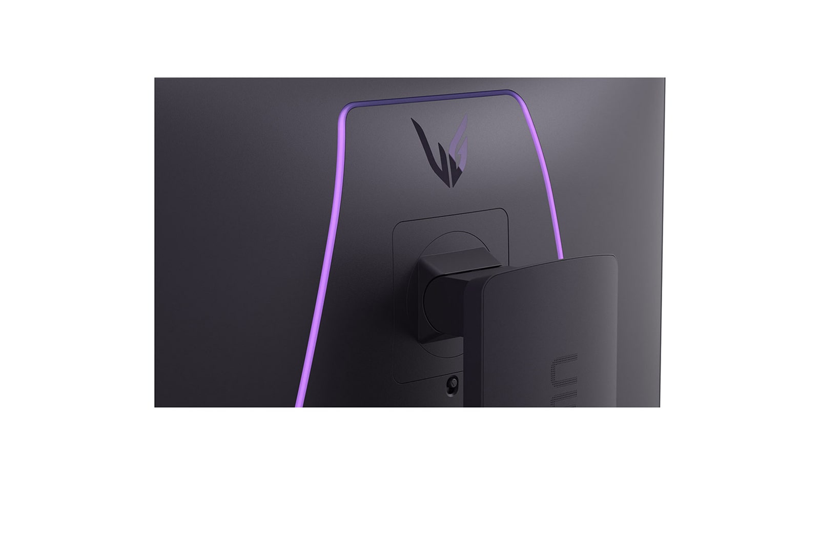 rear close-up of monitor with illuminated LED accents