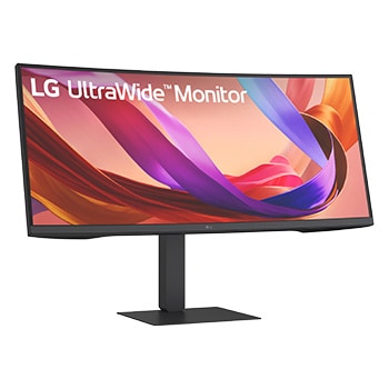 Slight right angle front view of ultrawide monitor
