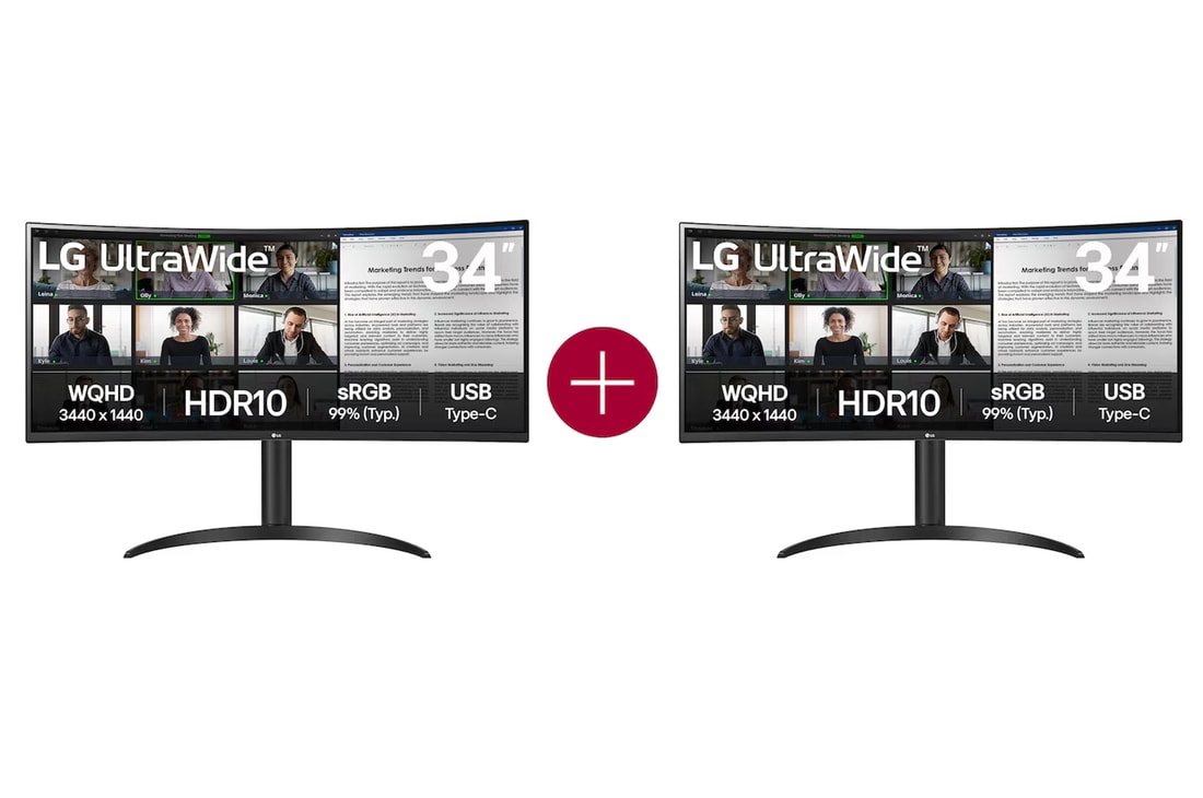 LG 34" LG UltraWide QHD Curved monitor met USB Type-C™, 34WR55QK-B.34WR001