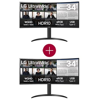 Vooraanzicht van 34" LG UltraWide QHD Curved monitor met USB Type-C™ 34WR55QK-B.34WR001