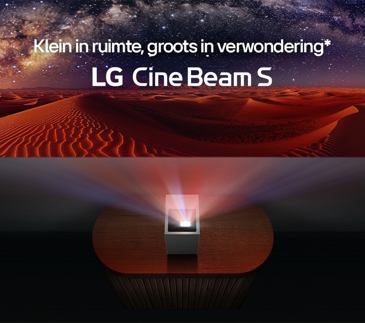 LG CineBeam projecteert een woestijnbeeld.