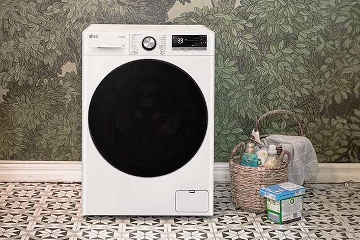 Het vooraanzicht van de wasmachine.	