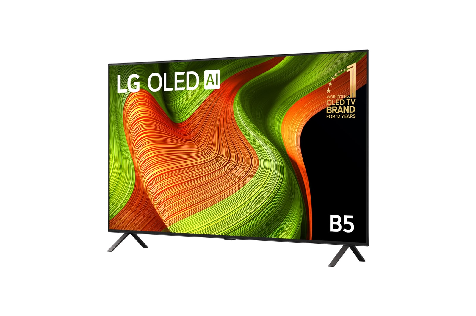 Slightly angled view of LG OLED AI B5 4K Smart TV.