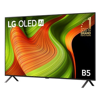 Slightly angled view of LG OLED AI B5 4K Smart TV.