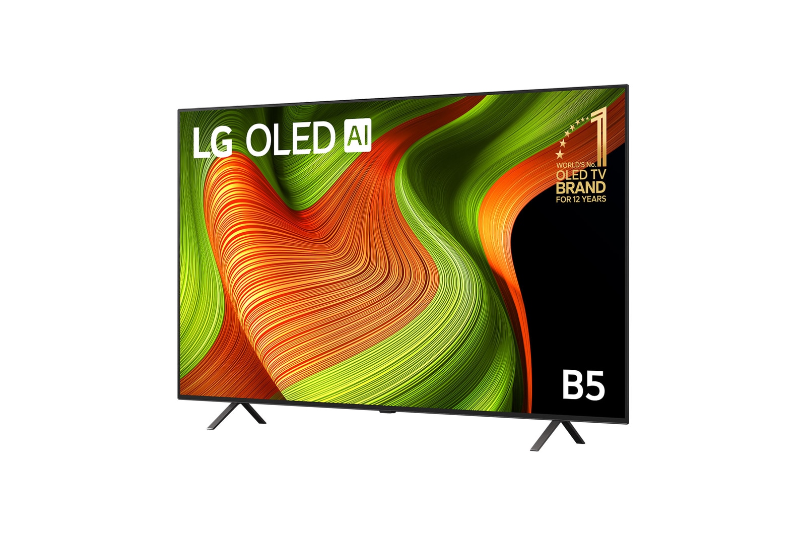 Slightly angled view of LG OLED AI B5 4K Smart TV.