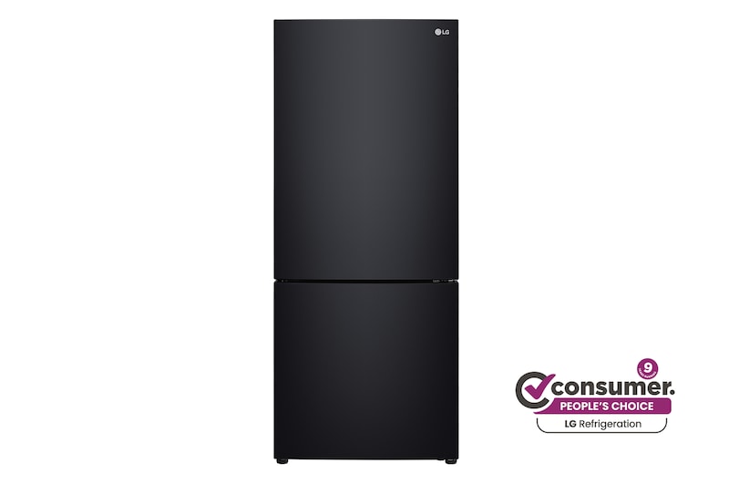 Front view of 420L Bottom Mount Fridge - Black Finish GB-455BLE