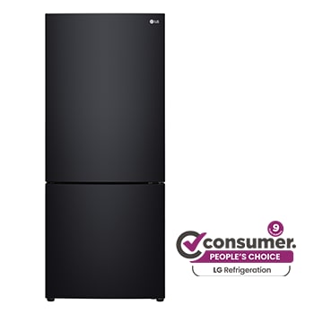 Front view of 420L Bottom Mount Fridge - Black Finish GB-455BLE