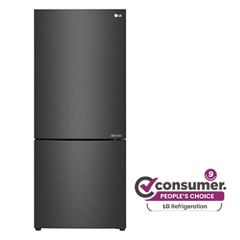 Front view of 420L Bottom Mount Fridge - Matte Black Finish GB-455MBL
