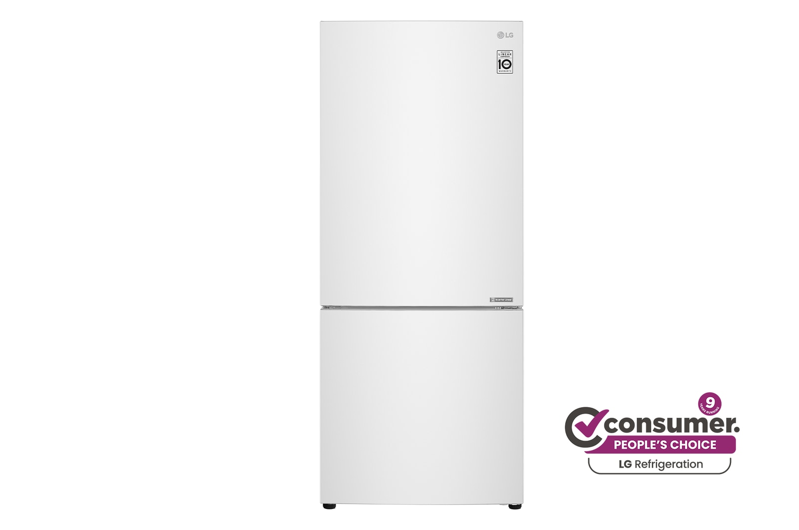 Front view of 420L Bottom Mount Fridge - White Finish GB-455WL