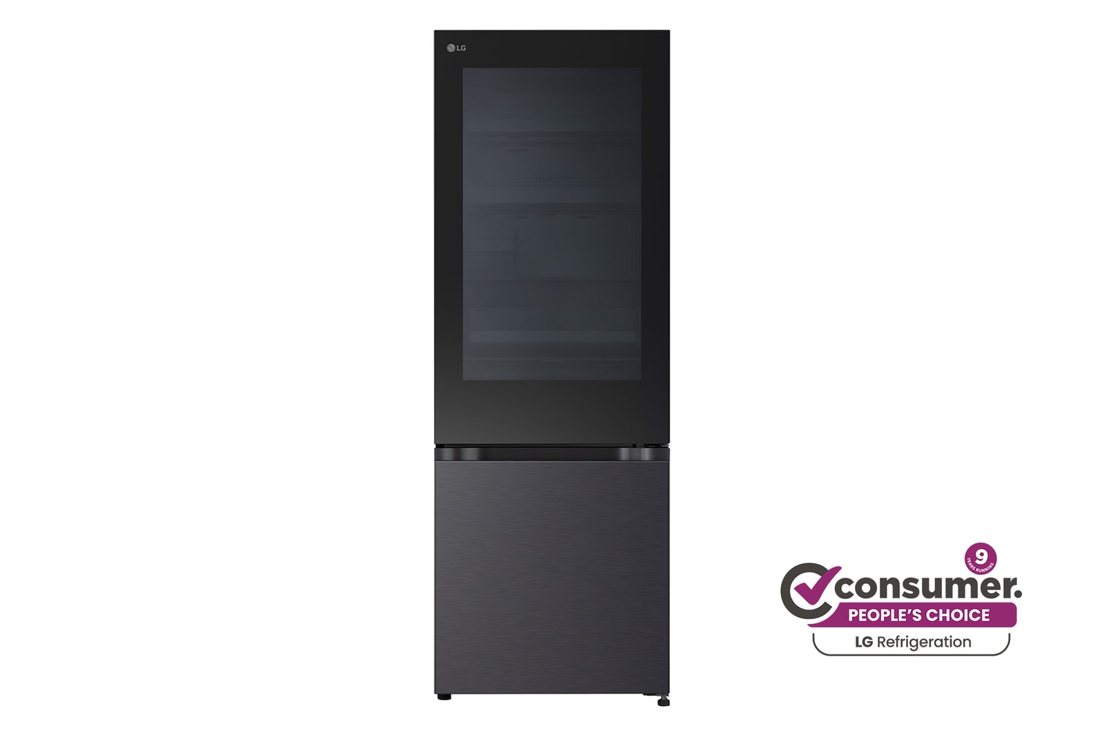 Front view of 340L Bottom Mount Fridge - InstaView™ GB-V300MBL