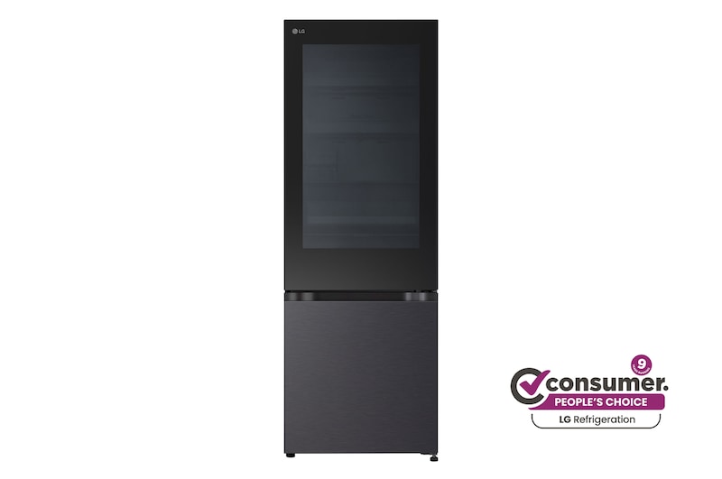 Front view of 340L Bottom Mount Fridge - InstaView™ GB-V300MBL