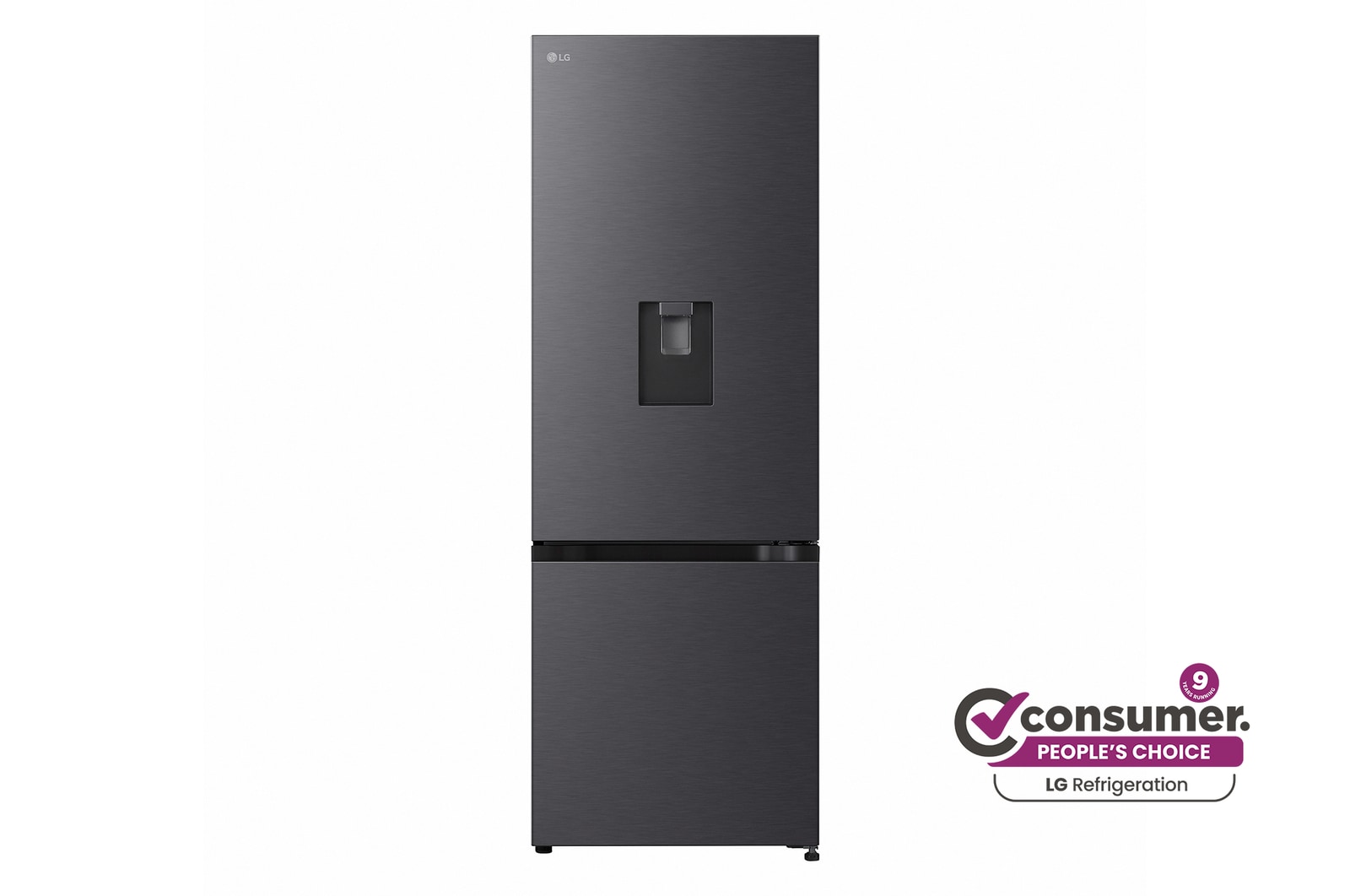 Front view of 332L Bottom Mount Fridge - Matte Black GB-W300MBL