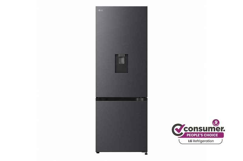 Front view of 332L Bottom Mount Fridge - Matte Black GB-W300MBL