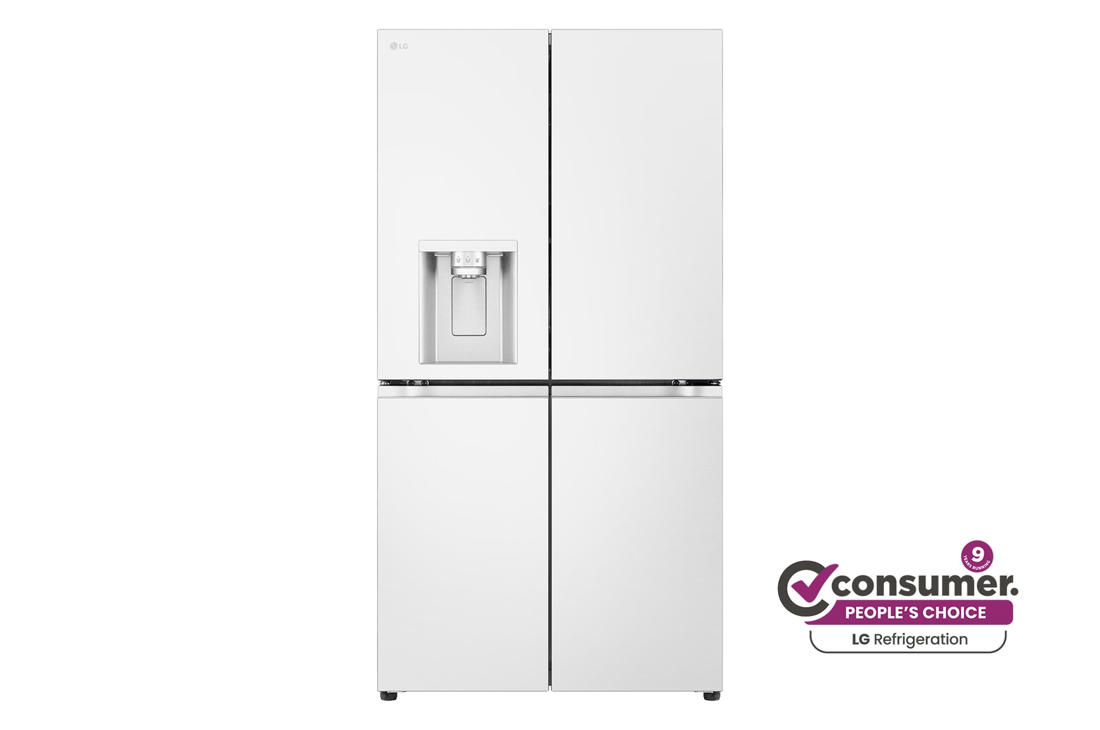 Front view of 637L French Door Fridge in Essence Matte White Finish GF-L700MWH