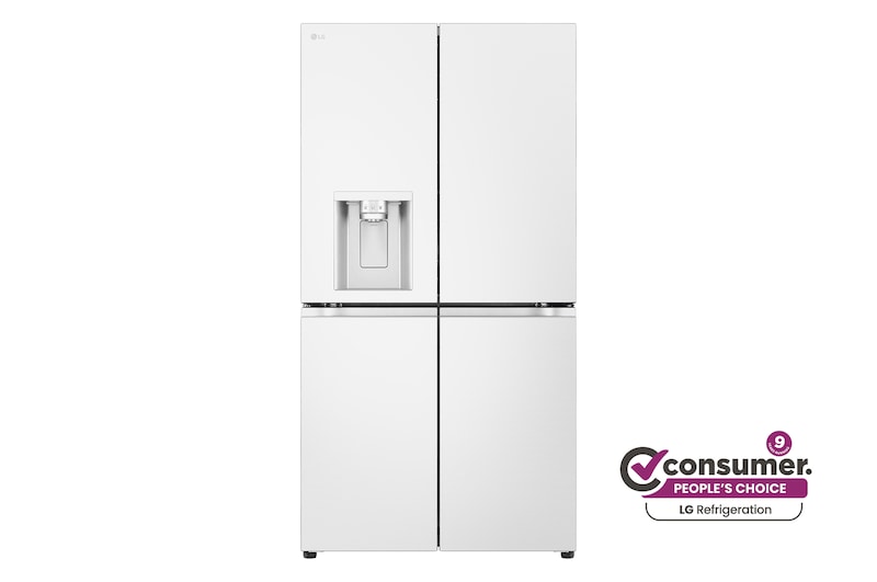 Front view of 637L French Door Fridge in Essence Matte White Finish GF-L700MWH