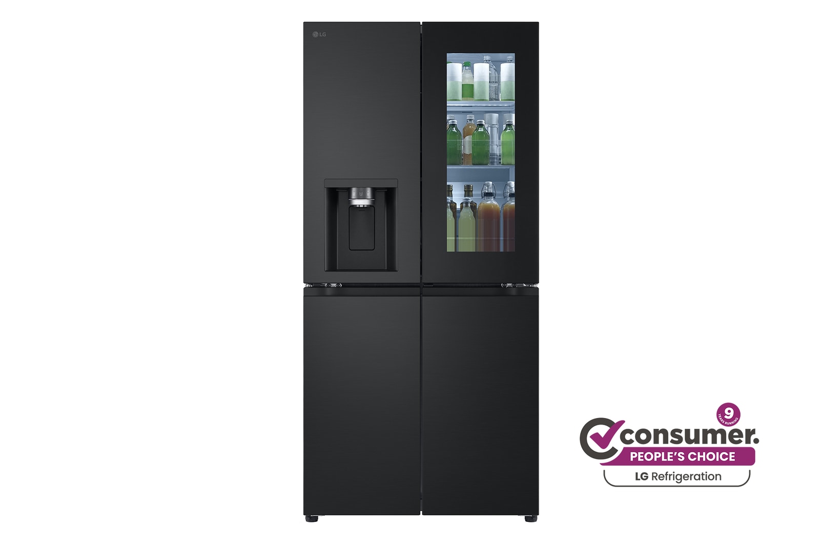 Front view of 508L Slim French Door Fridge with InstaView™ GF-V500MBLC