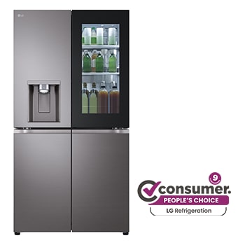 Front view of 642L French Door Fridge, with InstaView Door-In-Door®, in Black Stainless Finish GF-V700BSLC